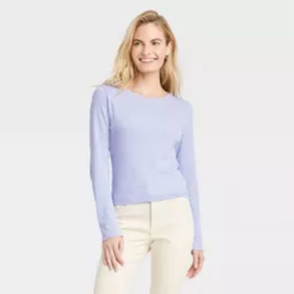 Universal Thread Lavender Long Sleeve Scoop Neck Tee Size XXL